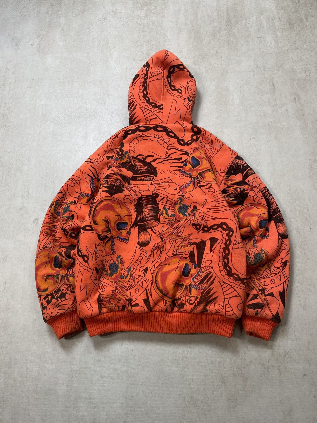 Christian Audigier 🔥Y2K VINTAGE REALLY POINT WOLF JAW JACKET MOHAIR ZIP HOODIE🔥 Size US L / EU 52-54 / 3 - 13 Thumbnail