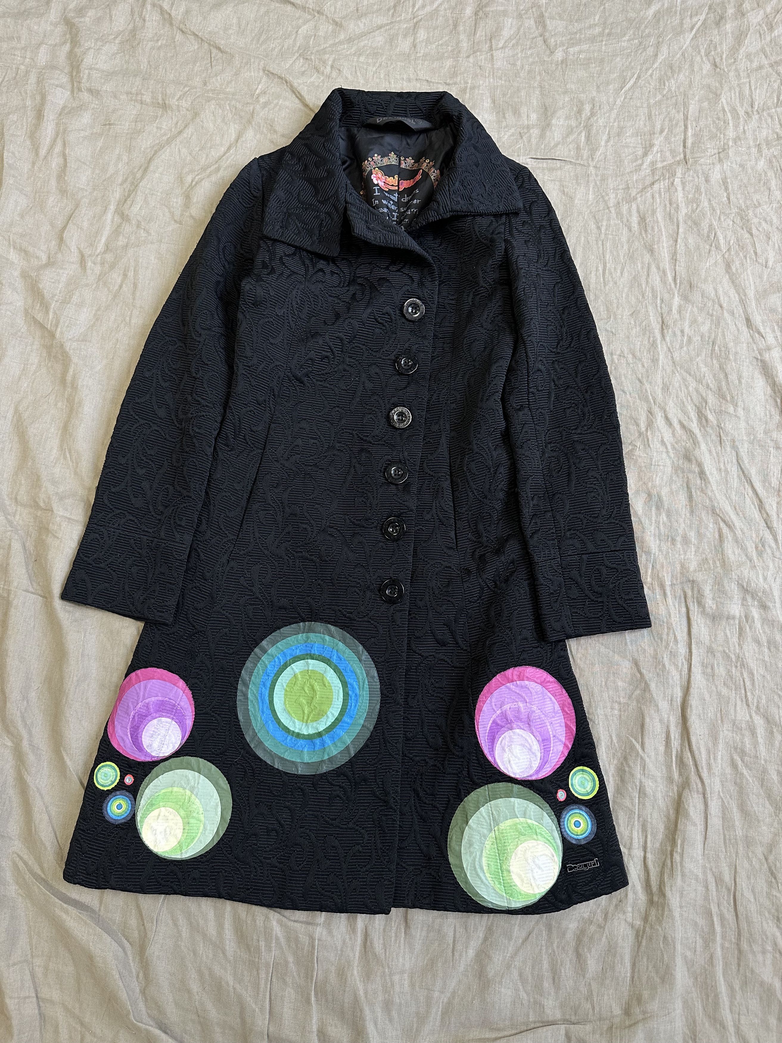 Desigual Desigual Floral Embroidered Long Coat 6392AC Size S / US 4 / IT 40 - 1 Thumbnail