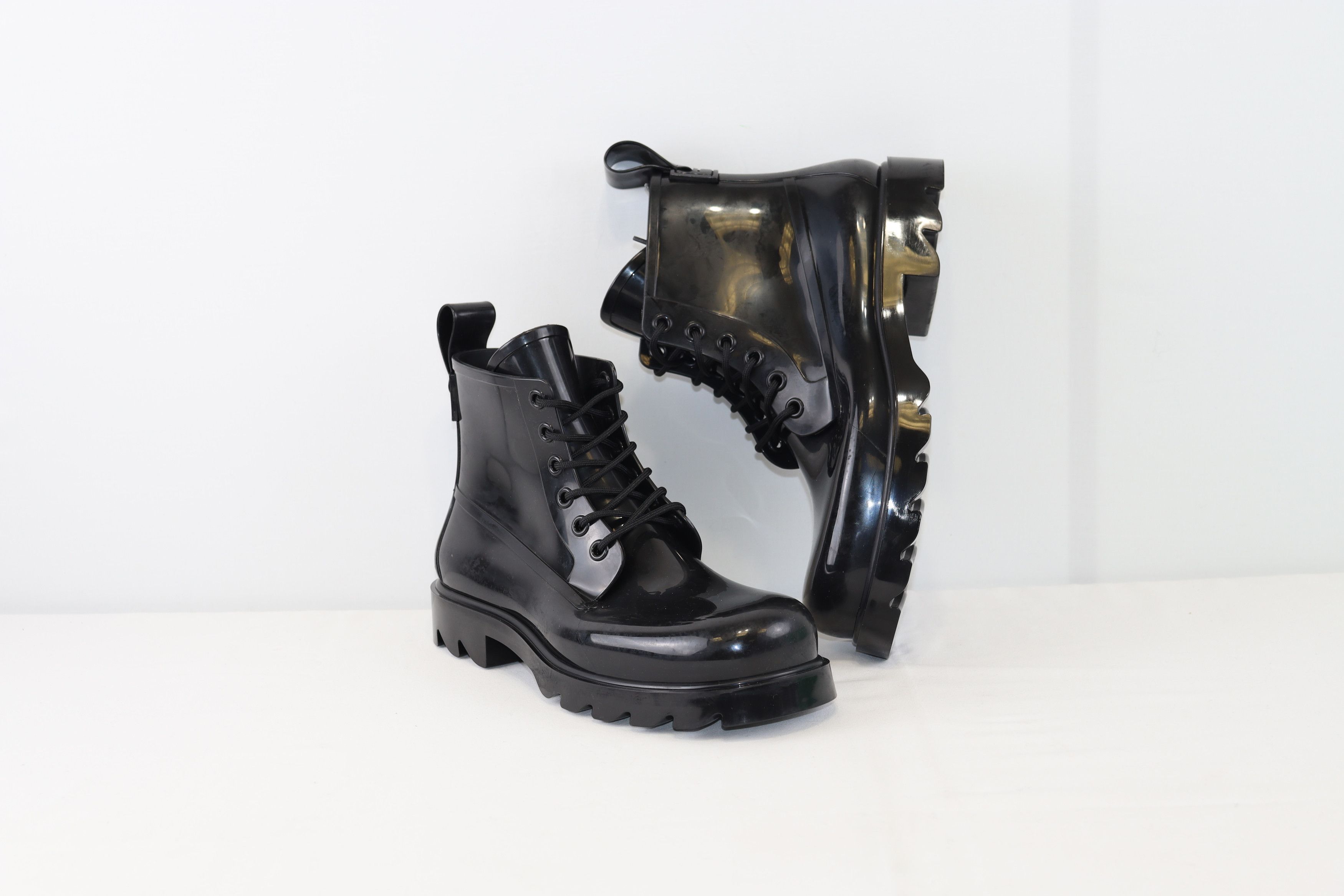 Bottega Veneta o1rshd1 Strider Shiny Rubber Boots in Black Size US 11 / EU 44 - 12 Thumbnail