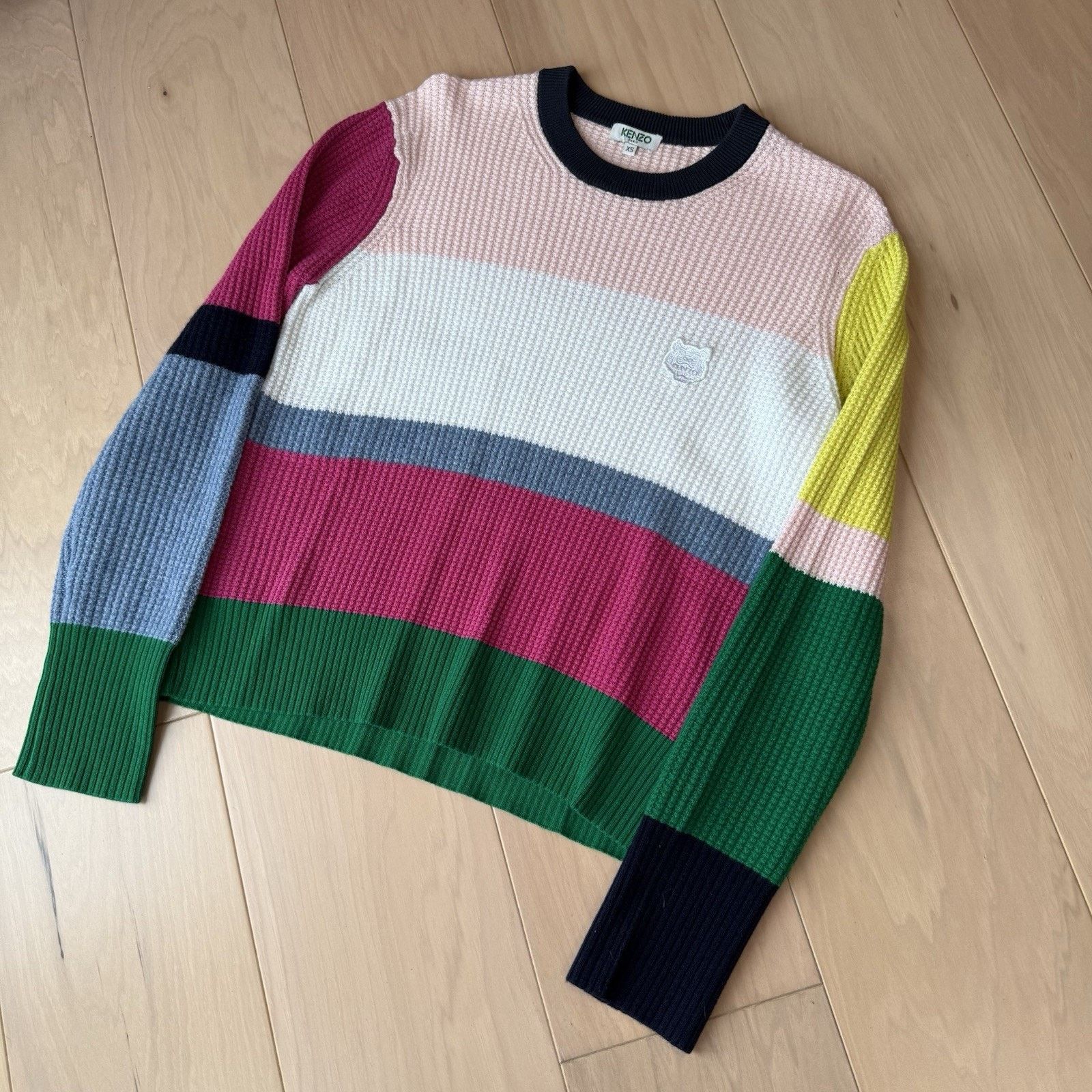 Kenzo Spliced Pullover Women's XS Multicolor Cotton Sweater