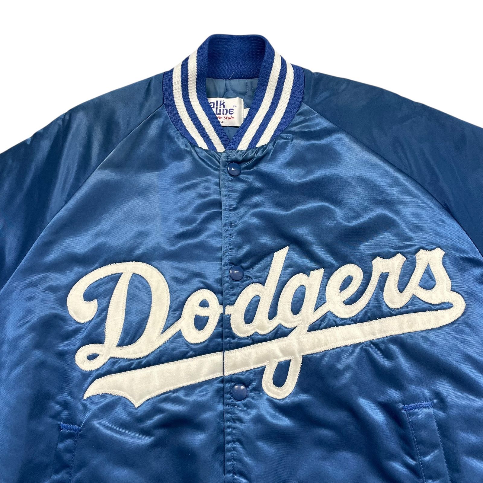 MLB VTG 90s LOS ANGELES DODGERS CHALK LINE SATIN BOMBER JACKET Size US L / EU 52-54 / 3 - 2 Thumbnail