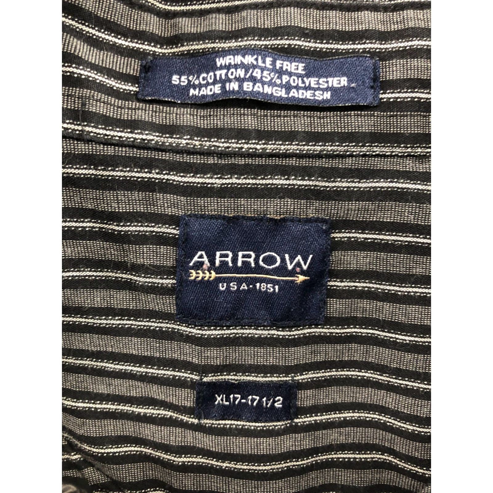 Arrow VINTAGE? No—Arrow Shirt XL Mens Long Sleeve Button-Down Collar Gray Stripe Size US XL / EU 56 / 4 - 6 Thumbnail