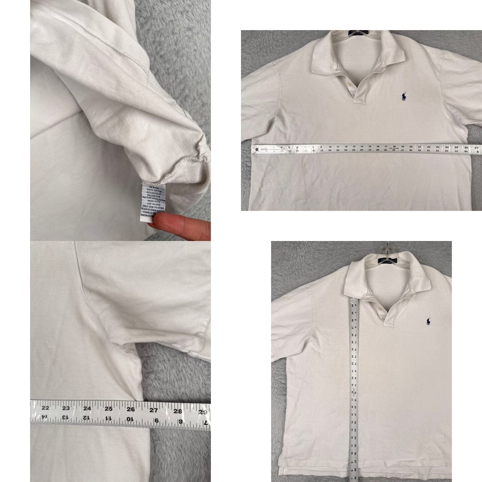 Ralph Lauren VINTAGE Polo Ralph Lauren Polo Shirt Adult 2XL White 100% Cotton Classic Short Sleeve Polo Mens 2XL Size US XXL / EU 58 / 5 - 8 Thumbnail