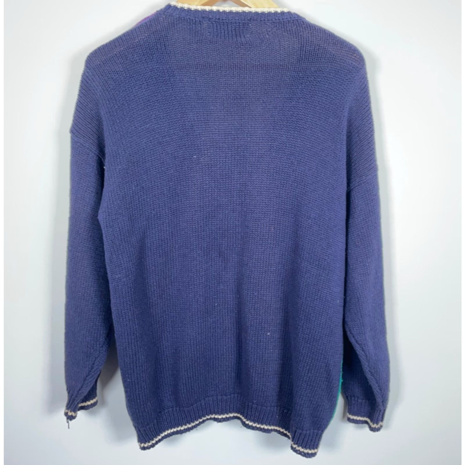 Vintage VINTAGE Northern Isles Cardigan Women's 3X Blue Purple Hand Knit Sweater Golf Portraits Retro 90s Size XXL / US 16-18 / IT 52-54 - 2 Thumbnail