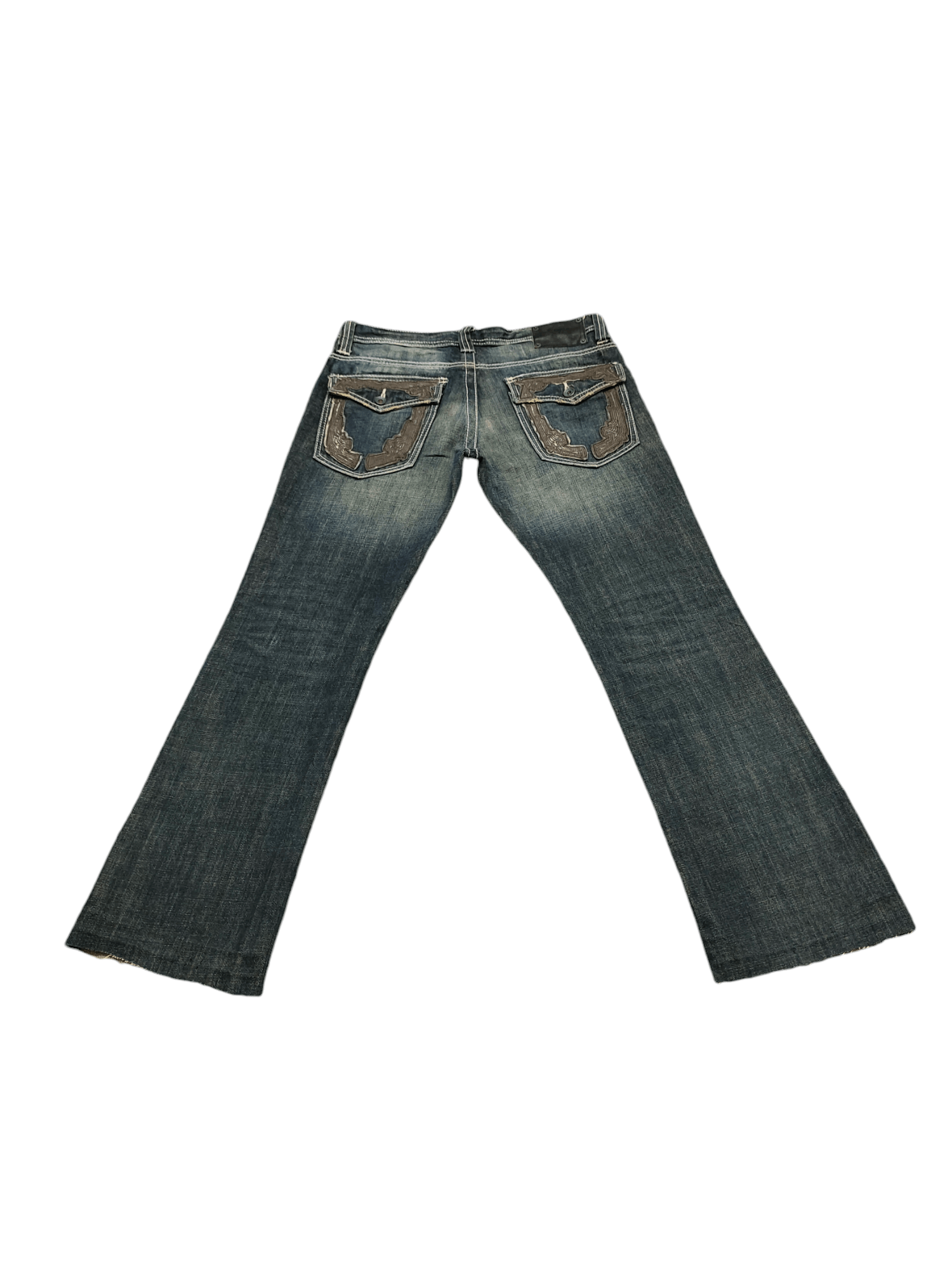 semanticdesign Flare Jeans Semantic Design Gun Embroidered Distress Bootcut Size US 31 - 16 Thumbnail