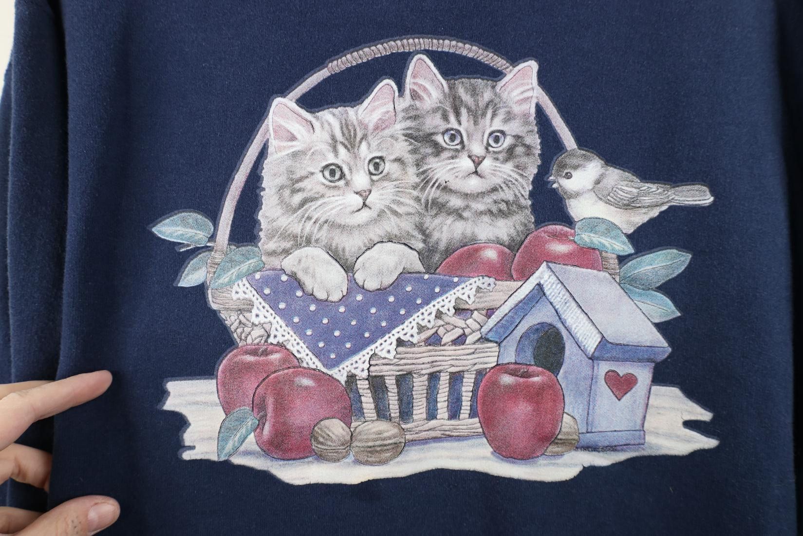 Vintage Vintage 90s Streetwear Cat Kitten Bird Crewneck Sweatshirt Size M / US 6-8 / IT 42-44 - 4 Thumbnail