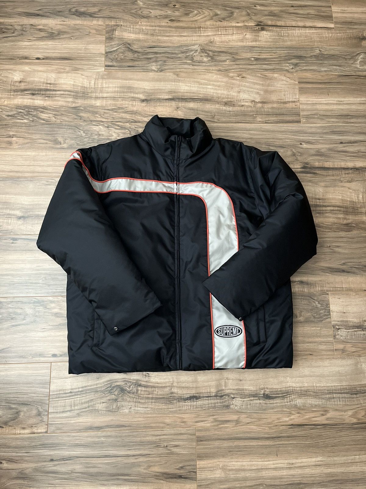 Supreme Stripe Puffer Jacket XXL Black - ジャケット/アウター