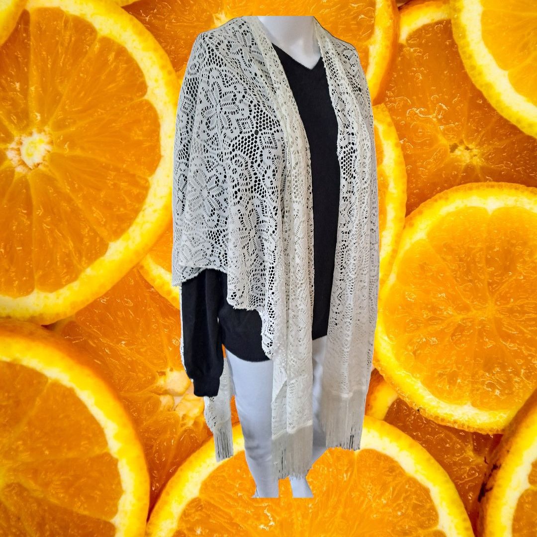 Other White Crochet Doily Open Front Cape Size OSFM Size ONE SIZE - 4 Thumbnail