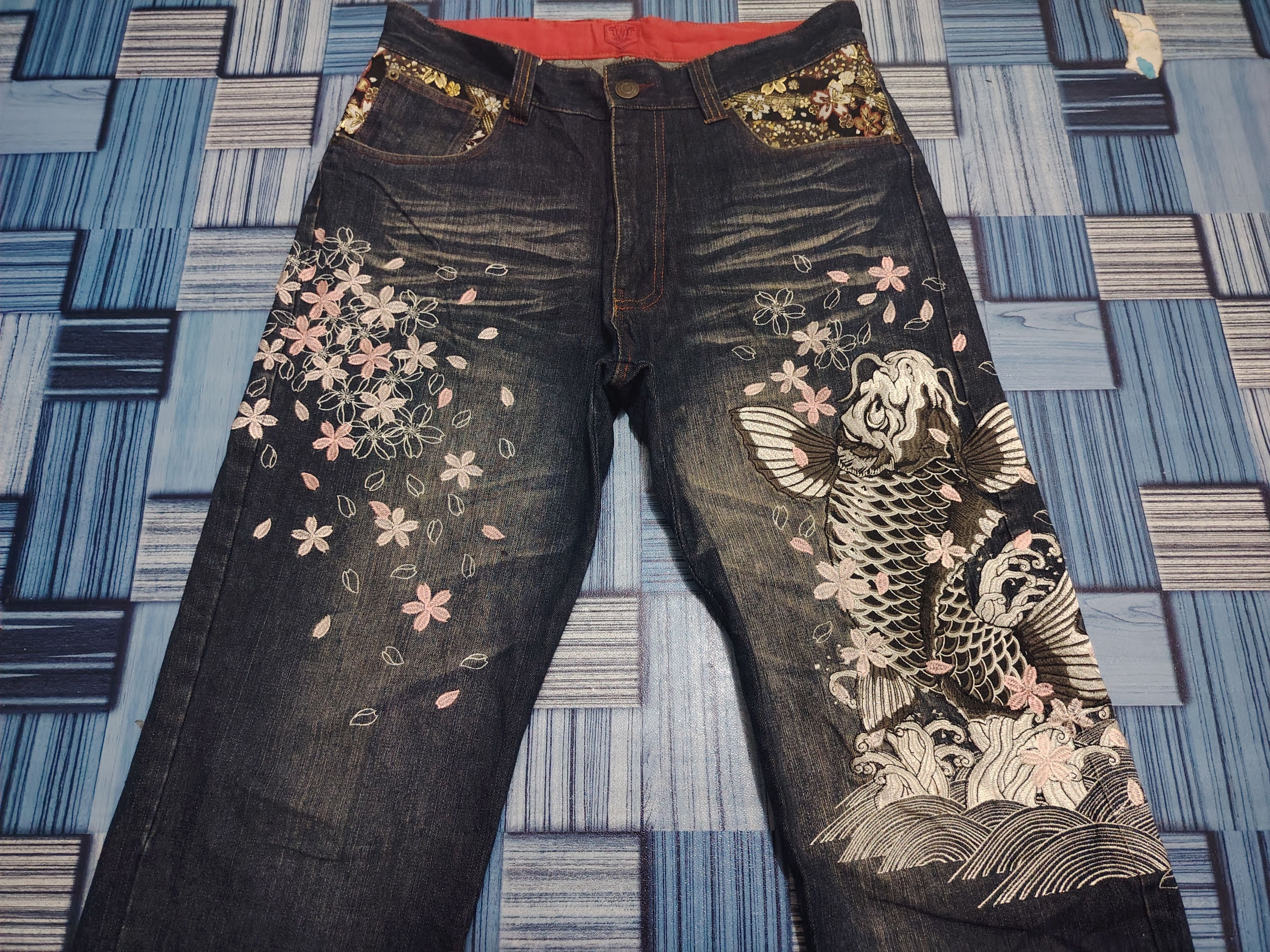 Karakuri Tamashii The Japanese Tradition Karakuri Style Embroidered Jeans Size US 32 / EU 48 - 7 Thumbnail