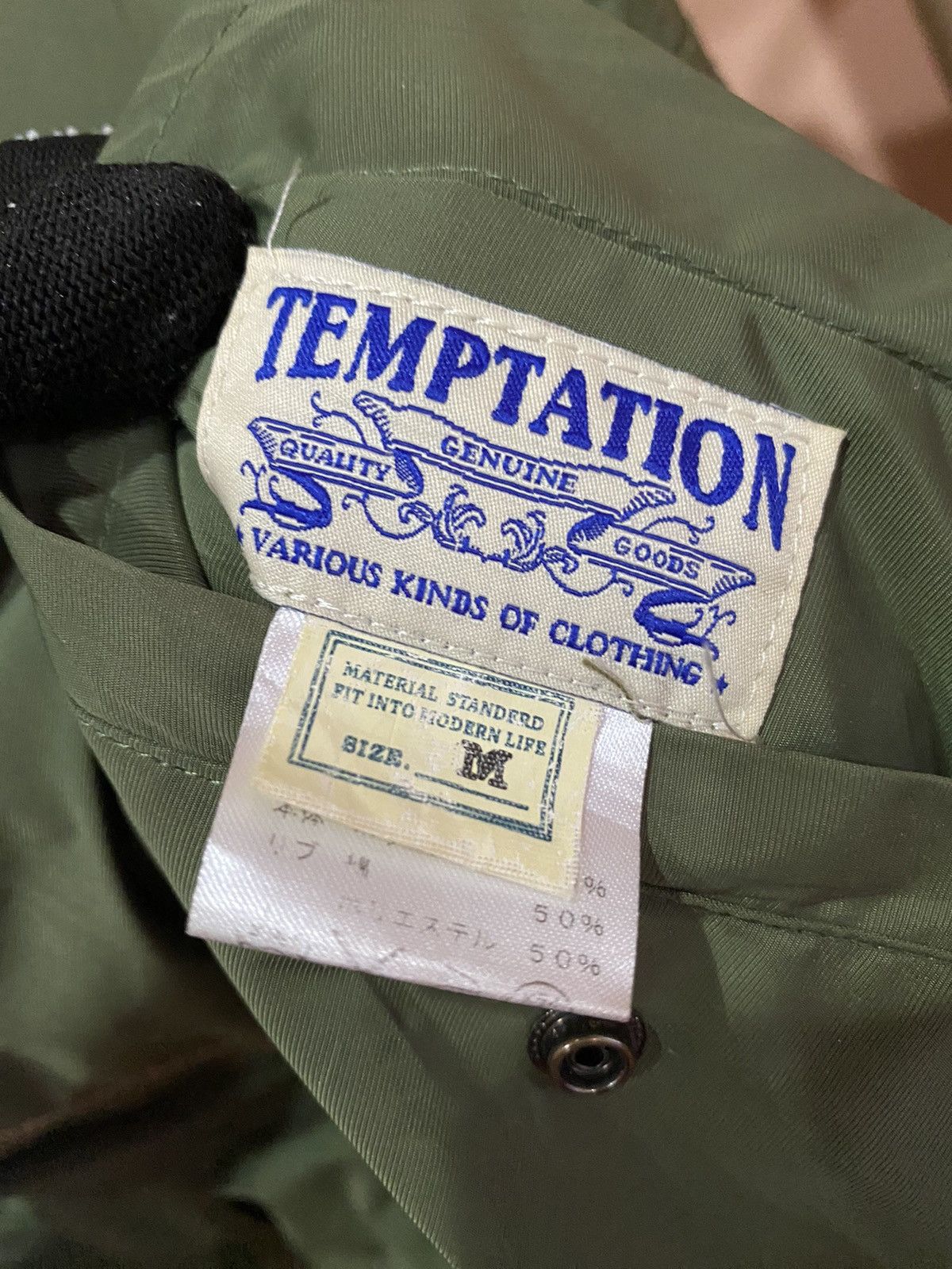 Japanese Brand Classic Green Bomber Jacket by TEMPTATION - Modern Style Size US M / EU 48-50 / 2 - 4 Thumbnail