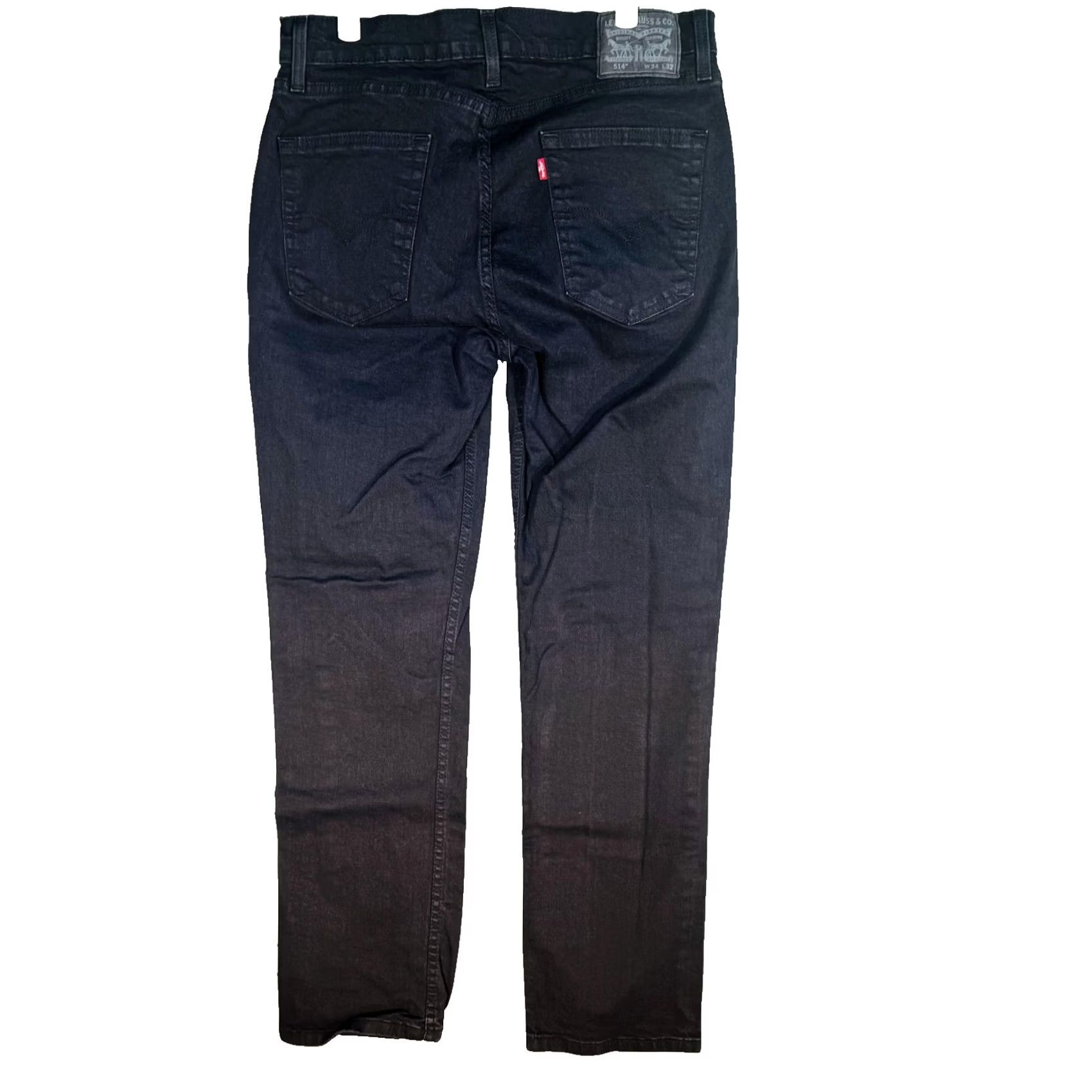 Levi's Levi's 514 Jeans Mens 34x32 Black Dark Wash Straight Denim Stretch Zip Fly Size US 34 / EU 50 - 2 Thumbnail