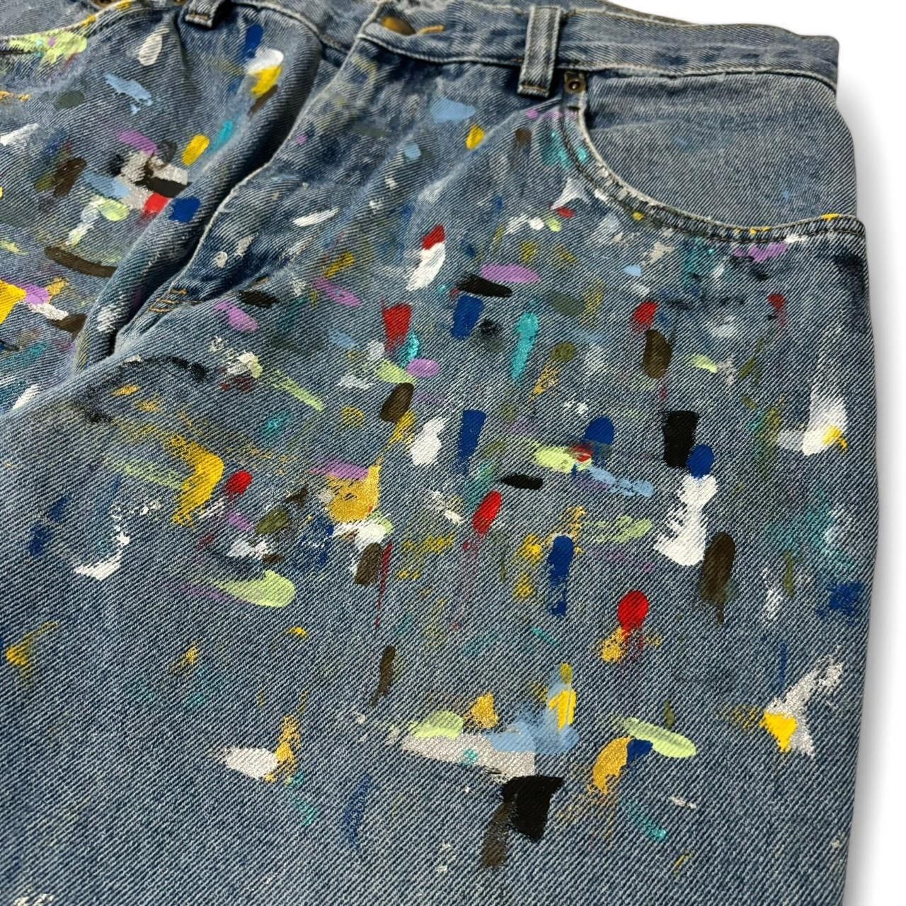 Vintage Vintage 1990s Custom Painted Blue Denim Jeans Size US 32 / EU 48 - 5 Thumbnail