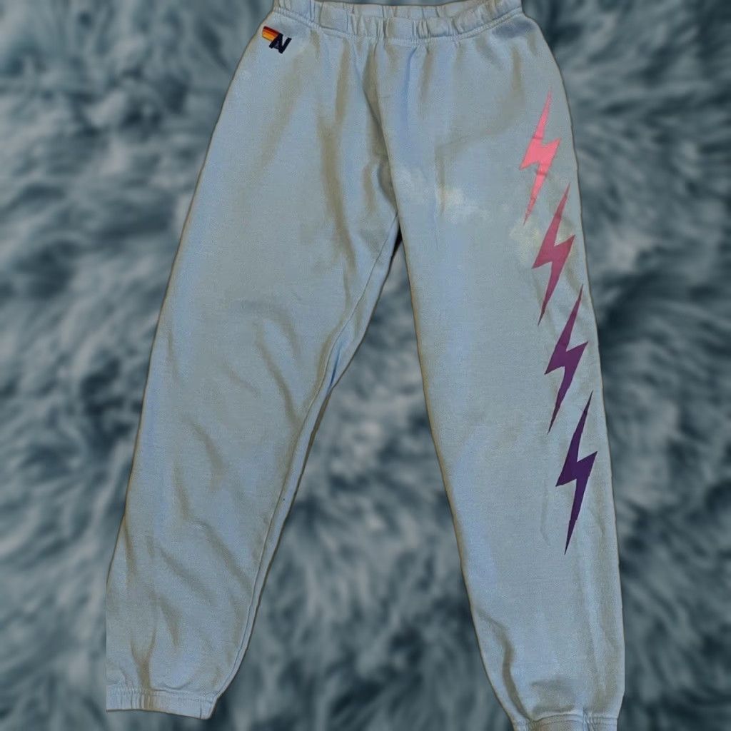 Aviator Nation Aviator Nation Sweatpants Faded Lightning Bolt Blue S USA Women Size 28" / US 6 / IT 42 - 1 Thumbnail