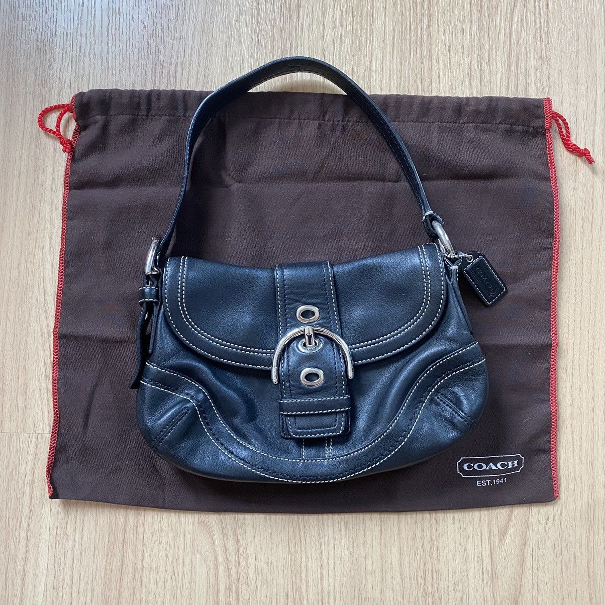 image of Vintage Y2K Coach Black Leather Soho Shoulder Bag, Women's