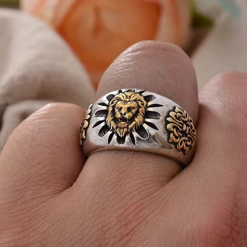 Jewelry × Vintage Vintage Lion Animal Design Thai Silver Ring Size ONE SIZE - 6 Thumbnail