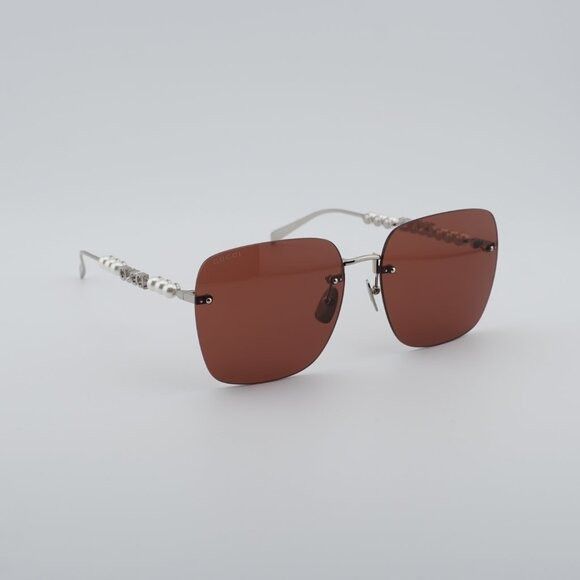 Gucci Gucci GG1923SA 002 Sunglasses Silver with Pearl Square Frame Size ONE SIZE - 4 Thumbnail