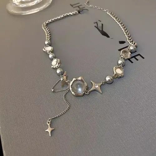 Jewelry Electro Chain Crystal Stone Silver Abstract Star Pop Fantasy Size ONE SIZE - 1 Thumbnail