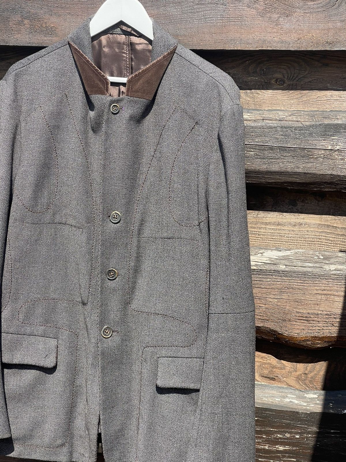 Marithe + Francois Girbaud Marithe Francois Girbaud grey pattern wool blazer jacket Size 54R - 4 Thumbnail