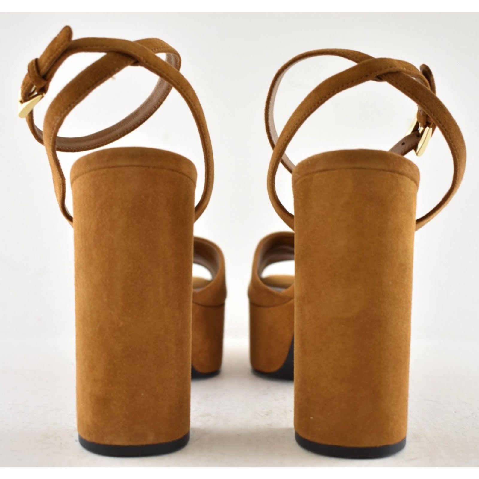 Prada Prada 115mm Cognac Brown Suede Platform Sandal 38.5 Size US 8.5 / IT 38.5 - 18 Thumbnail
