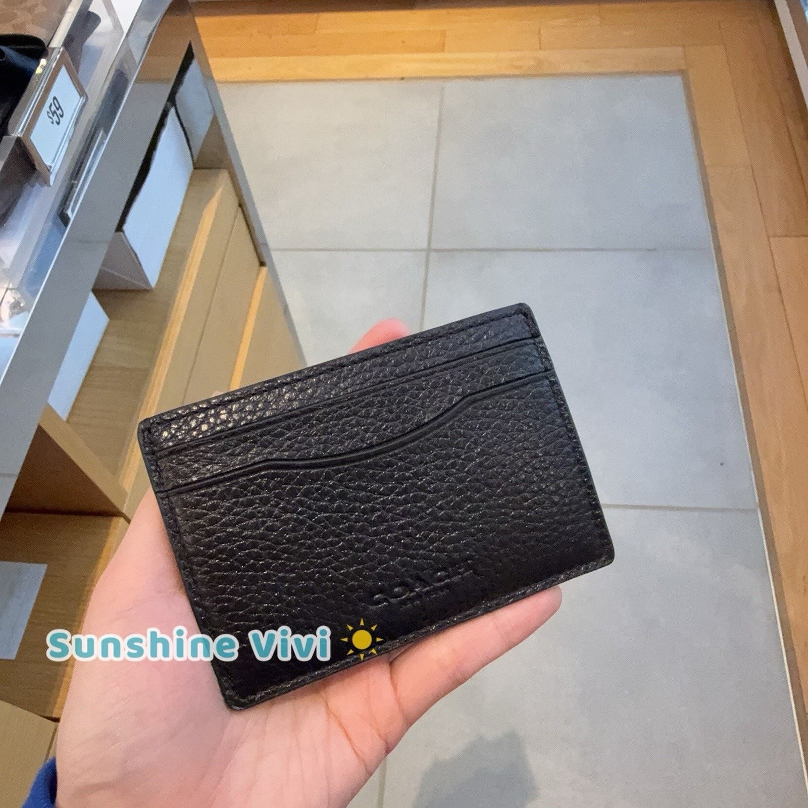 Coach NWT Coach Card Case With Money Clip In Leather CCF97 Black Size ONE SIZE - 5 Thumbnail