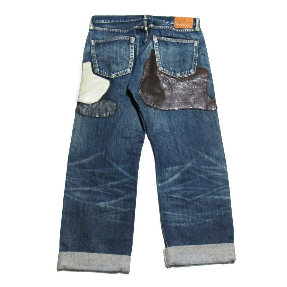 Yohji Yamamoto Yohji Yamamoto JEANS Leather patchwork denim pants Size US 34 / EU 50 - 2 Thumbnail