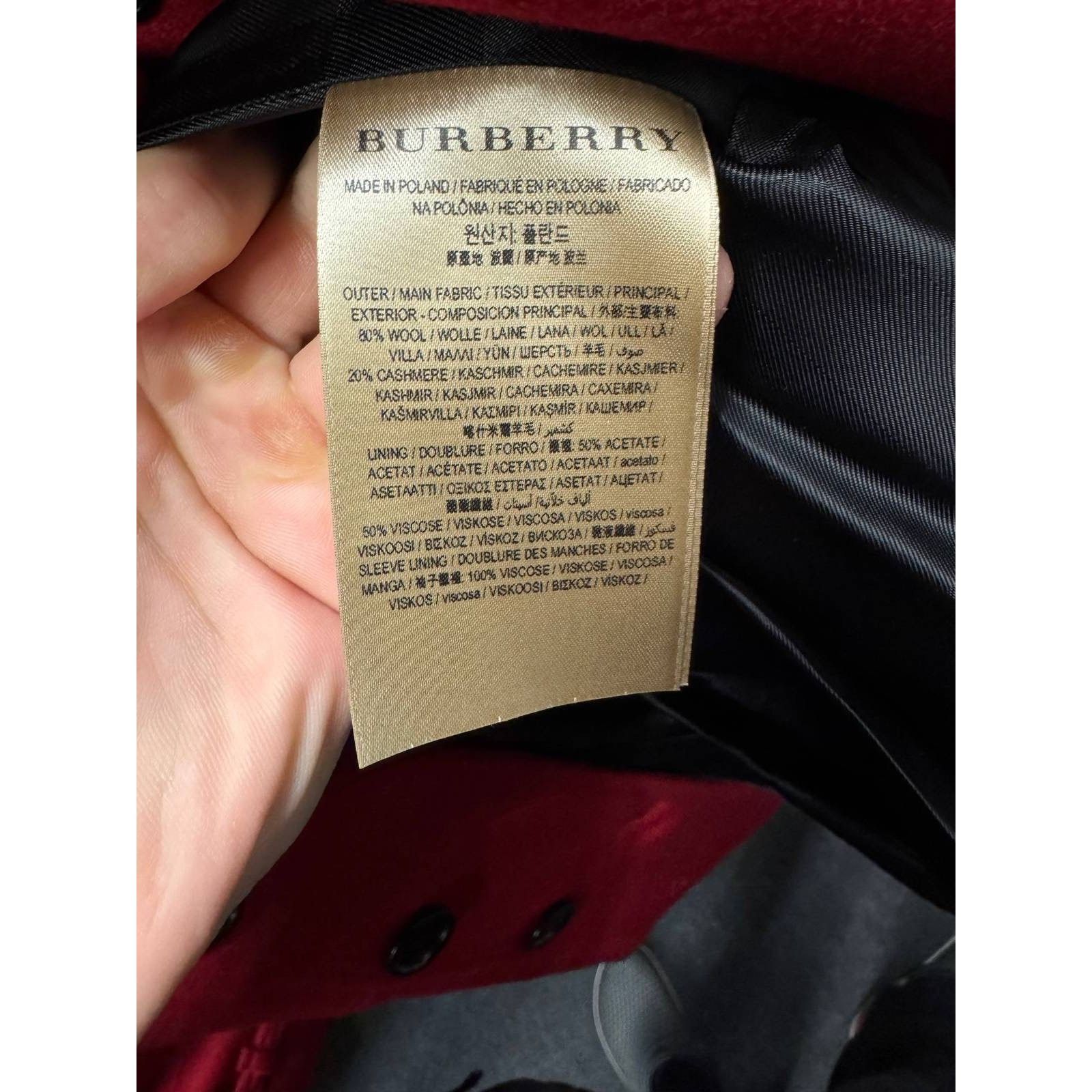 Burberry Burberry Red Wool Cashmere Belted Coat UK10 Size M / US 6-8 / IT 42-44 - 5 Thumbnail