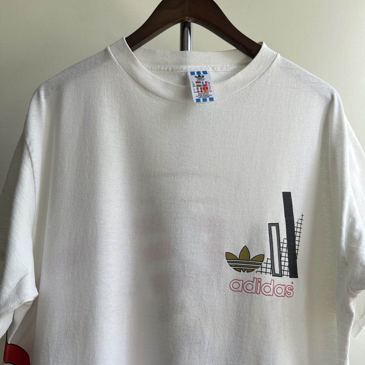 Adidas × Vintage Vintage 90s Adidas Single Stitch Graphic Tee Size US XL / EU 56 / 4 - 4 Thumbnail