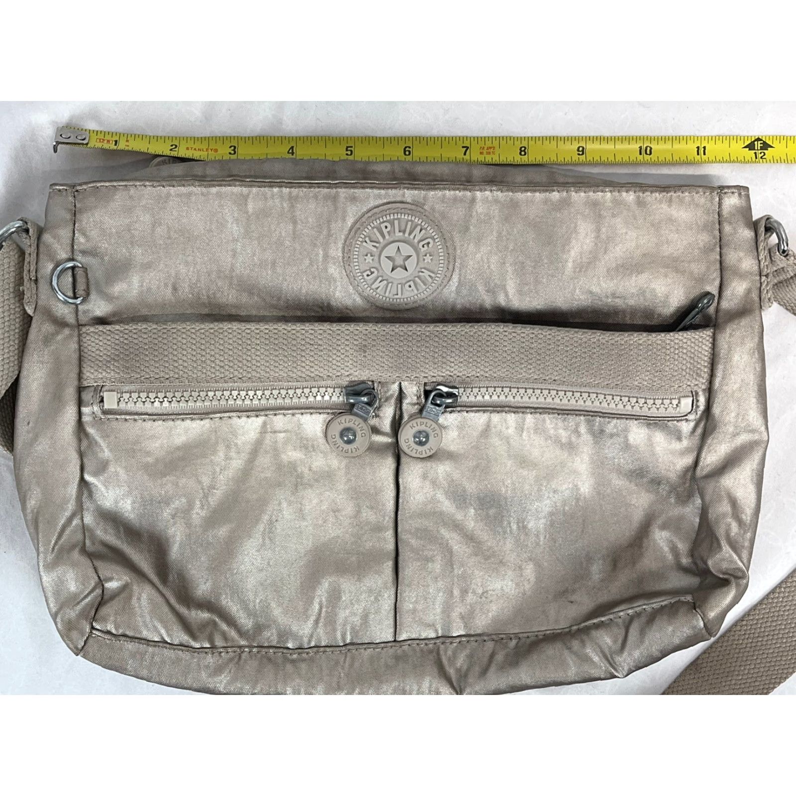 Vintage VINTAGE Kipling Crossbody Bag Purse - Women, Metallic Silver/Gold, 12” x 8”, Zipper Pockets, Nylon, GUC Sports/Day Bag Womens Size ONE SIZE - 6 Thumbnail