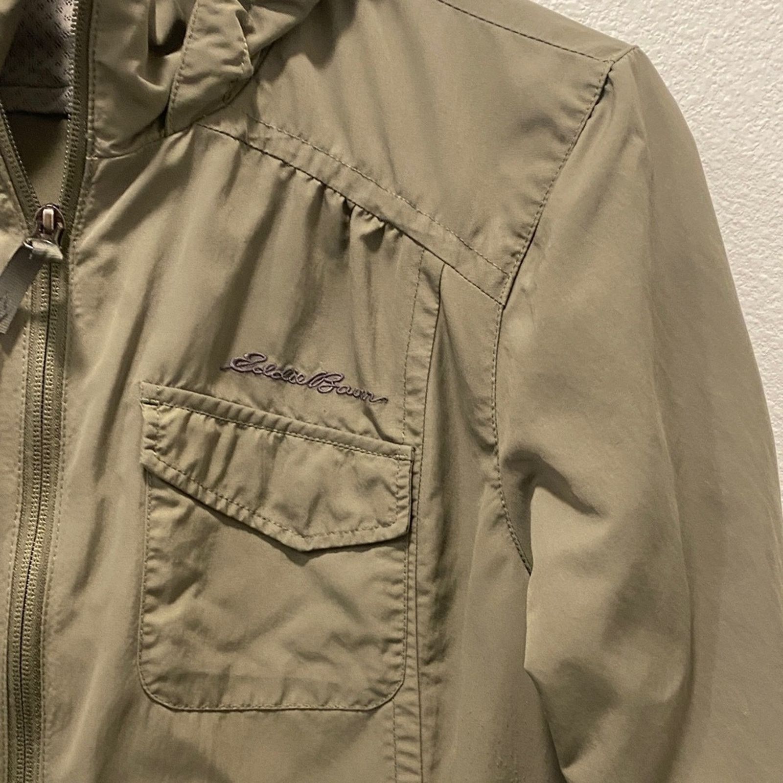 Eddie Bauer Eddie Bauer Women’s Olive Green Hooded Rain Jacket - Medium Size M / US 6-8 / IT 42-44 - 3 Thumbnail
