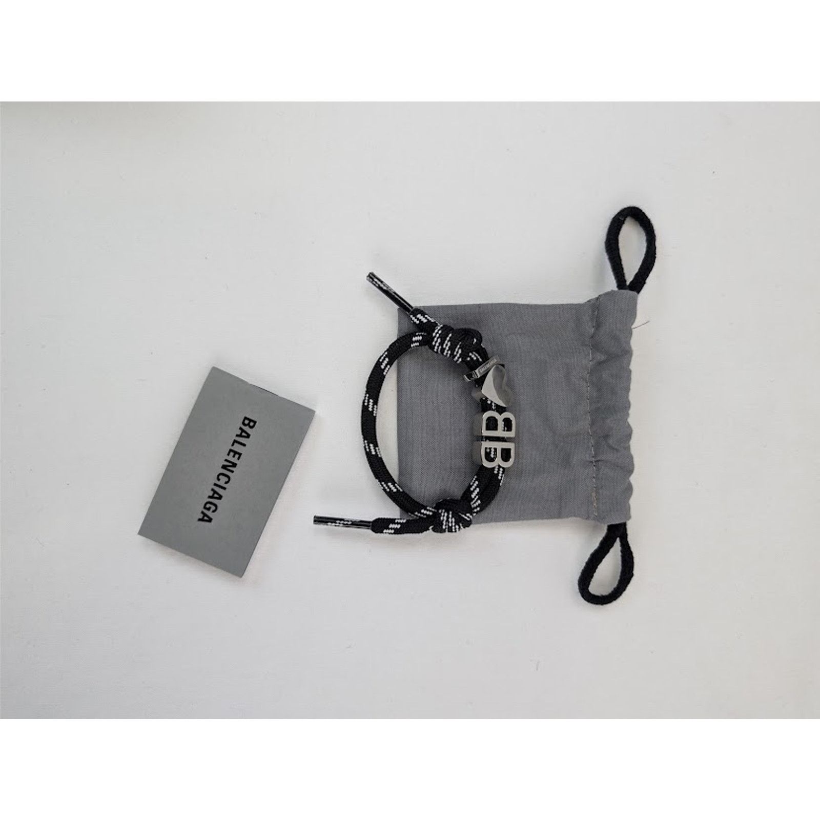 Balenciaga o1rshd1 / 555 / Size: OS / I Heart BB Bracelet Black / White Size ONE SIZE - 8 Thumbnail