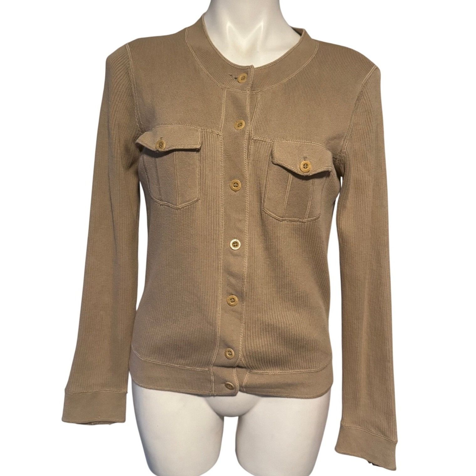 Esprit Esprit Tan Utility Button Front Sweater - Medium Size M / US 6-8 / IT 42-44 - 1 Thumbnail