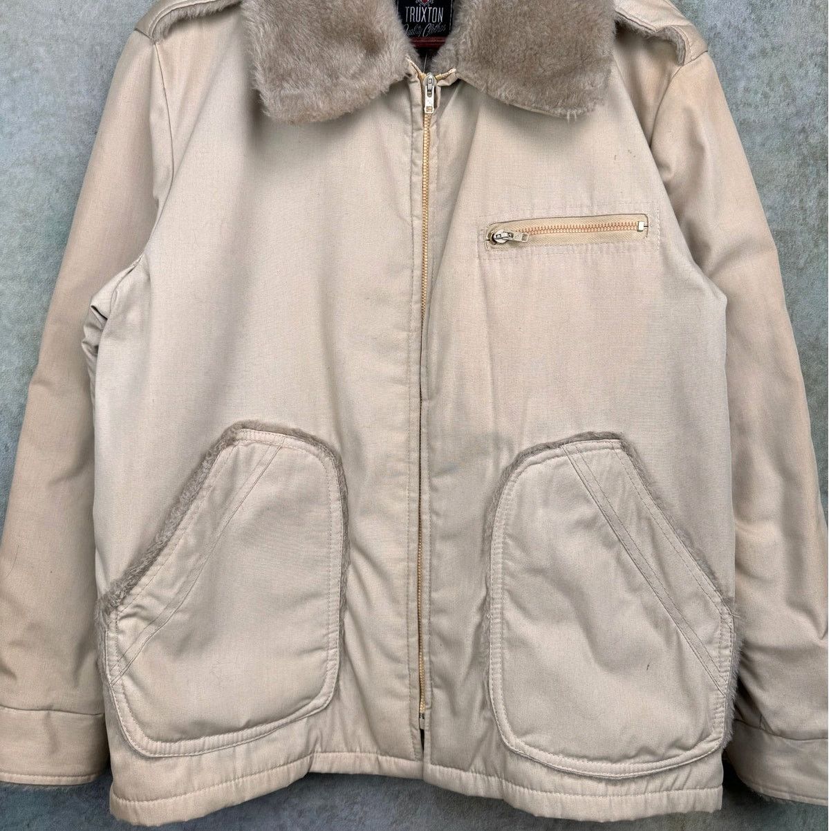 Vintage VTG 70s Pilots Jacket Sz L Beige Tan Faux Fur Full Zip Size US L / EU 52-54 / 3 - 7 Thumbnail