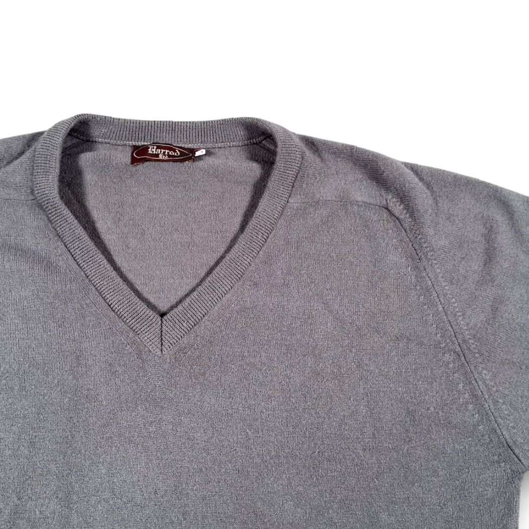 Harrods VINTAGE Harrod Sweater Shirt Mens Large Gray V-Neck Raglan Knit 80s Preppy Acrylic Knit Pullover Size US M / EU 48-50 / 2 - 2 Thumbnail