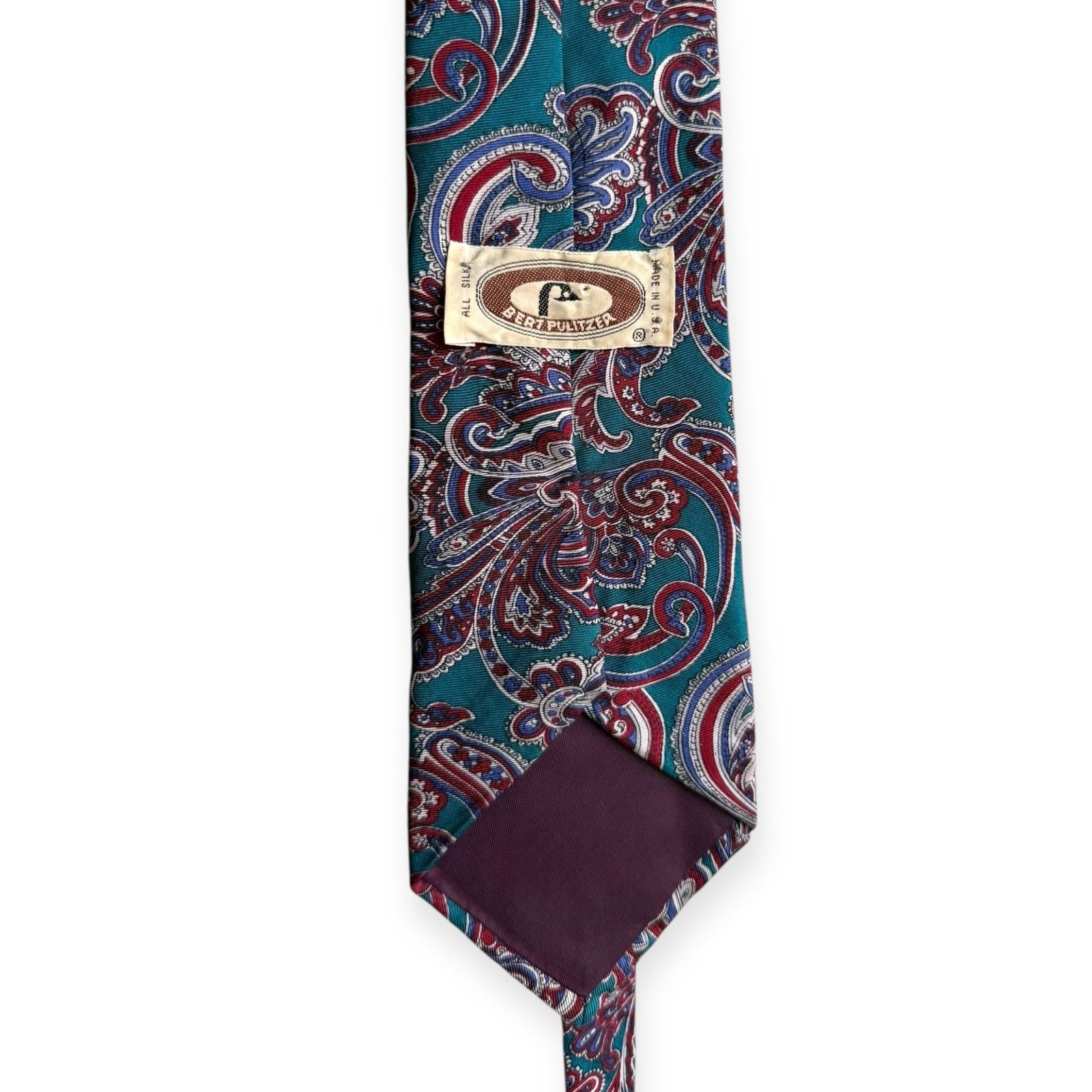 Bert Pulitzer Bert Pulitzer Purple Turquoise Paisley Neck Tie 62” x 4” Size ONE SIZE - 3 Thumbnail