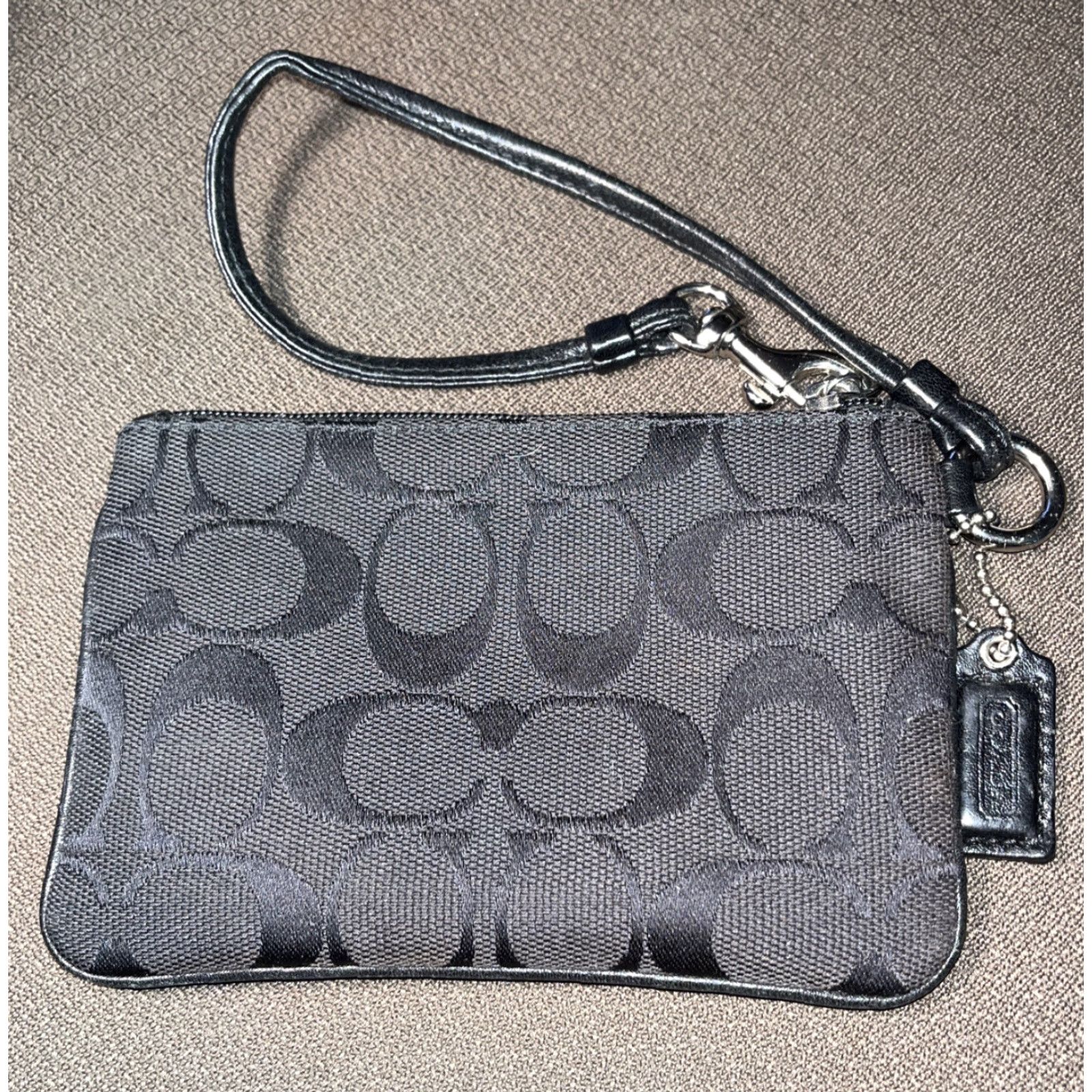 Coach VINTAGE COACH Monogram Wristlet Clutch Women Small Black Canvas Silver Hardware Blue Lining Bag Accessories Small Size ONE SIZE - 4 Thumbnail