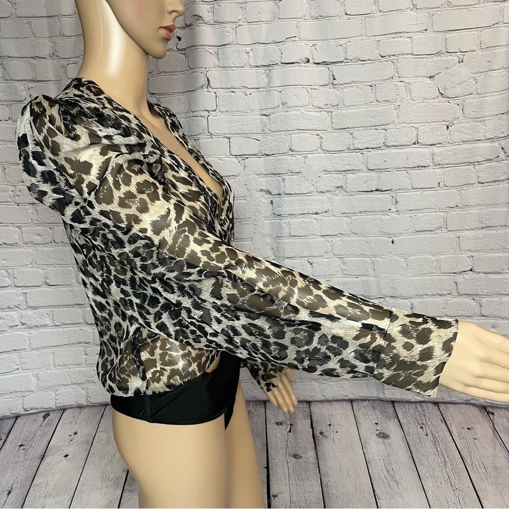 Other New Kimberly Taylor Annabelle Silk Bodysuit In Snow Leopard Size M / US 6-8 / IT 42-44 - 5 Thumbnail