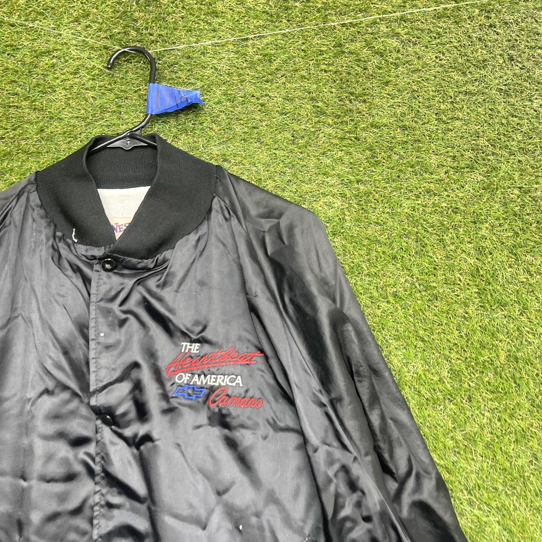 Vintage VINTAGE WestArk USA Chevrolet Camaro Jacket Mens 2XL Black Satin Bomber Heartbeat of America USA Cars 90s Mens Size US XXL / EU 58 / 5 - 2 Thumbnail