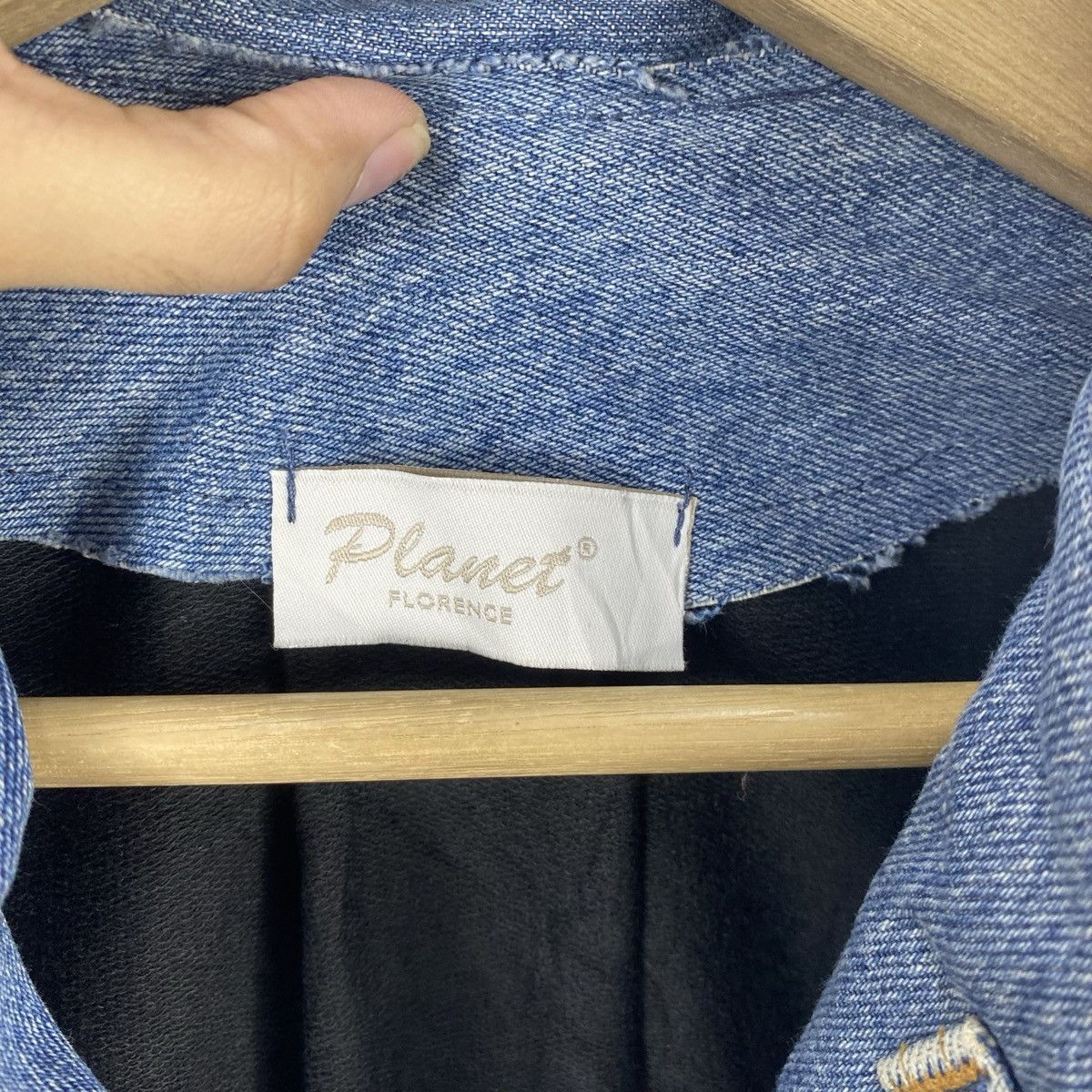 Vintage Vintage PLANET FLORENCE Patchwork Denim Collar Jacket Coat Size S / US 4 / IT 40 - 8 Thumbnail