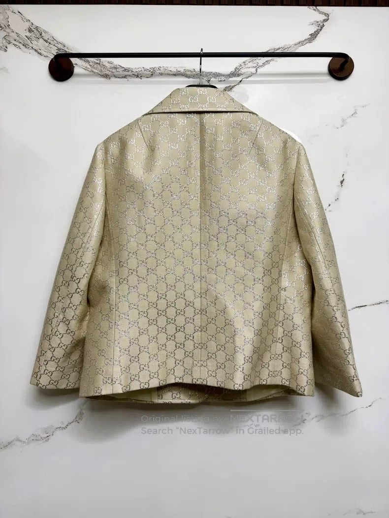 Gucci Guicci Silver print logo short suit jacket dress Size M / US 6-8 / IT 42-44 - 3 Thumbnail
