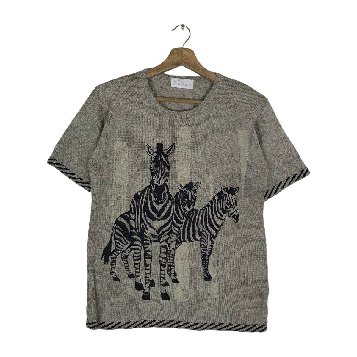 Vintage Animal Art Zebra Stripe Knitwear Shirt