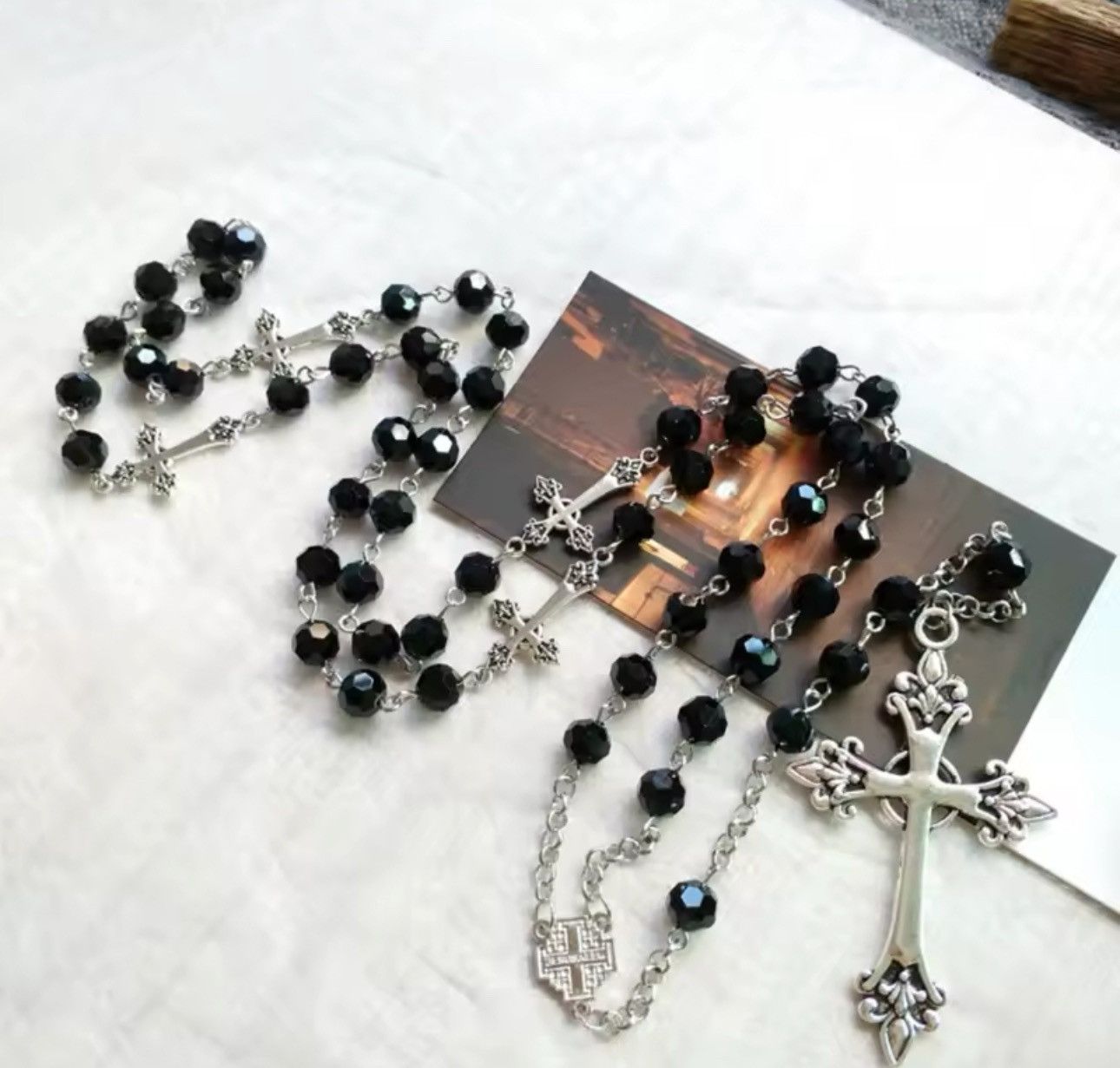 Jewelry Black Crystal Rosary Necklace Size ONE SIZE - 2 Thumbnail