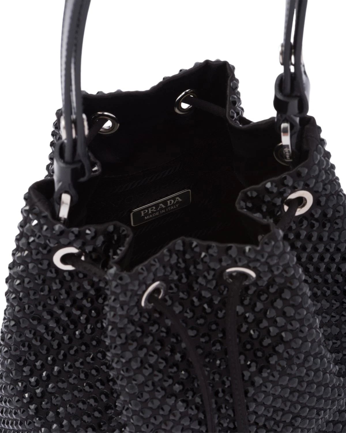 Prada PRADA Black Satin Crystal Mini Top Handle Bag New Size ONE SIZE - 4 Thumbnail