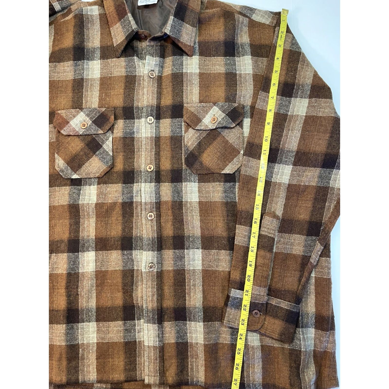 Vintage VINTAGE Craig Noble Wool Flannel Button-Up Shirt XL Brown Plaid 70s 80s Mens Size US XL / EU 56 / 4 - 7 Thumbnail