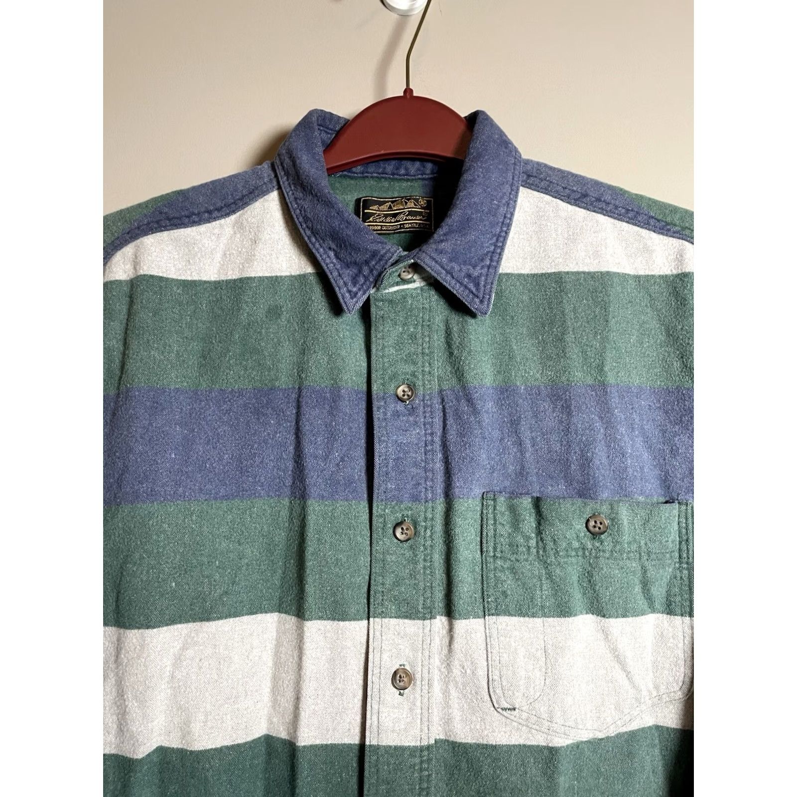 Eddie Bauer VINTAGE Eddie Bauer Shirt Mens L Chamois Flannel Men Heavyweight Striped G88 Size US L / EU 52-54 / 3 - 3 Thumbnail