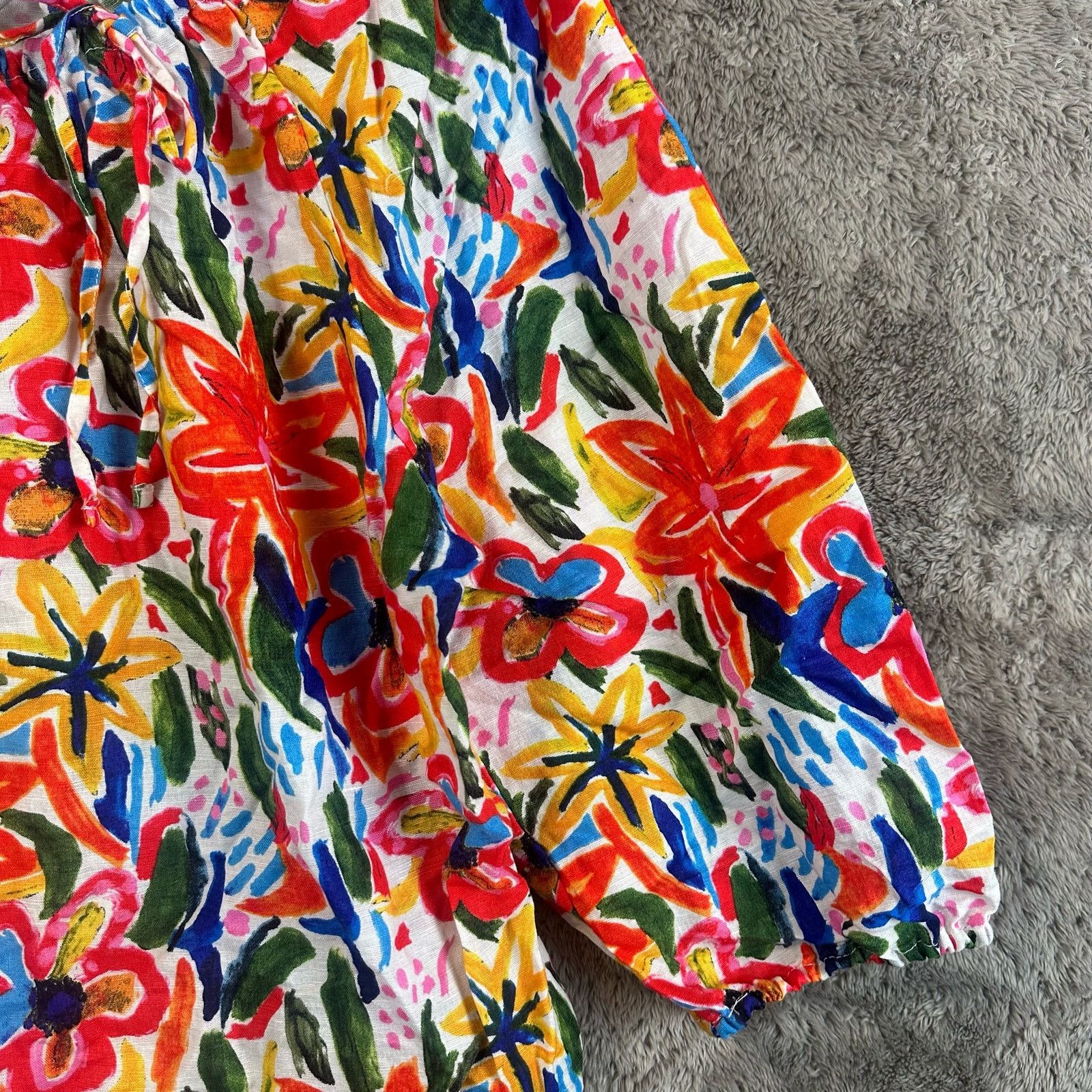 Other Hester Orchard Linen L Bright Floral Off Shoulder Top Blouse Size L / US 10 / IT 46 - 4 Thumbnail
