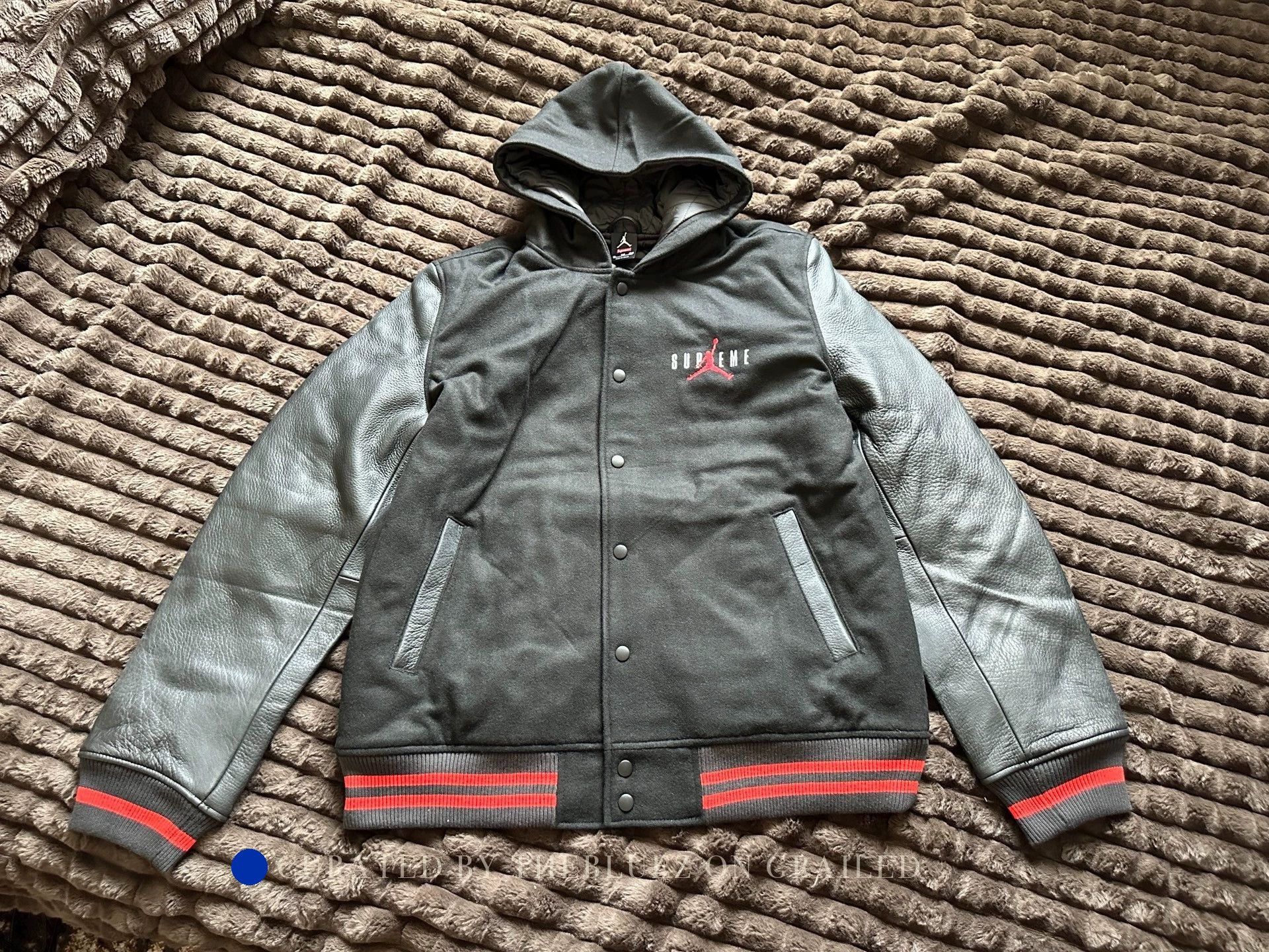Supreme Hooded Varsity Jacket with Leather Sleeves Size US M / EU 48-50 / 2 - 1 Thumbnail