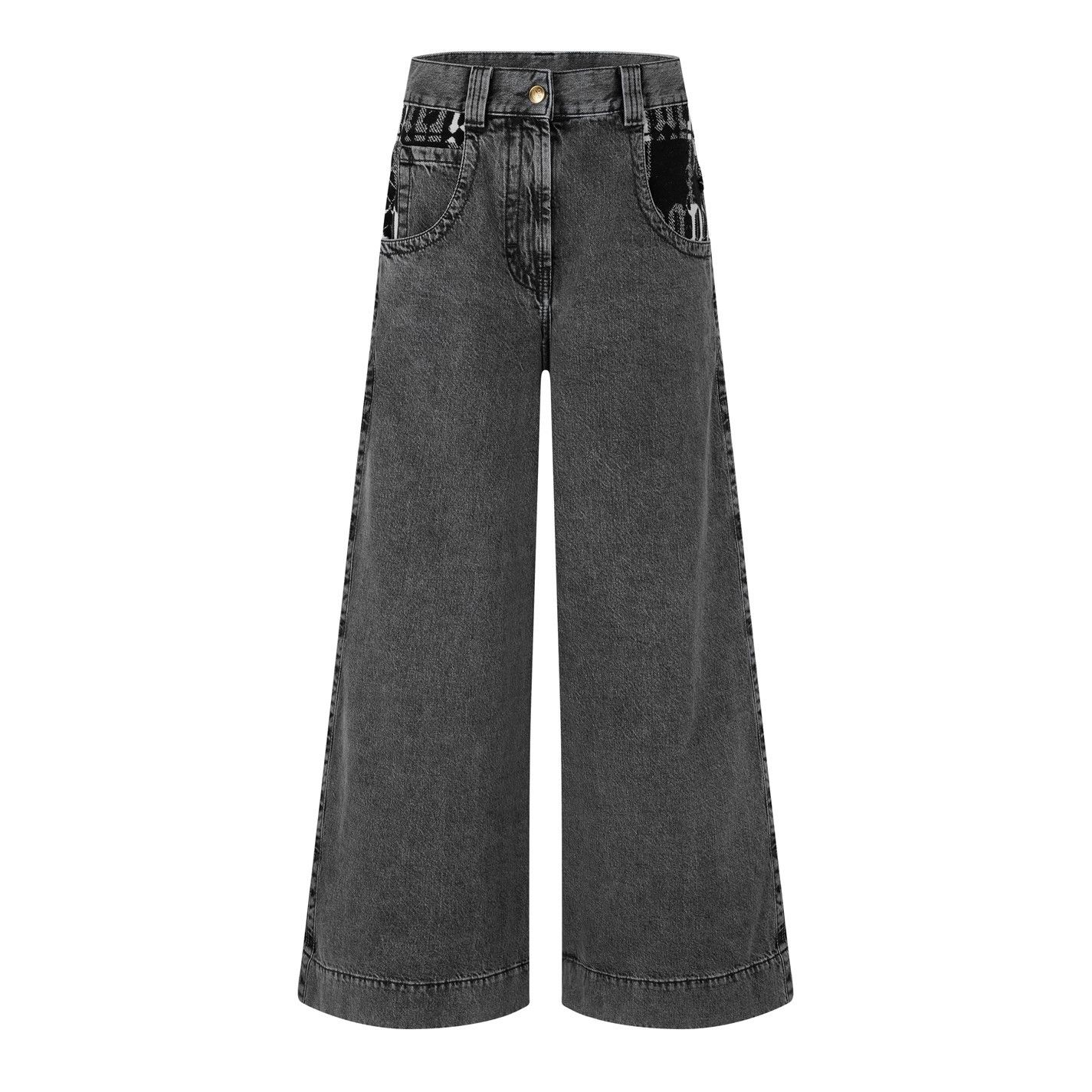 o1g2r1mq0425 Monogram Denim Jeans in Dark Grey