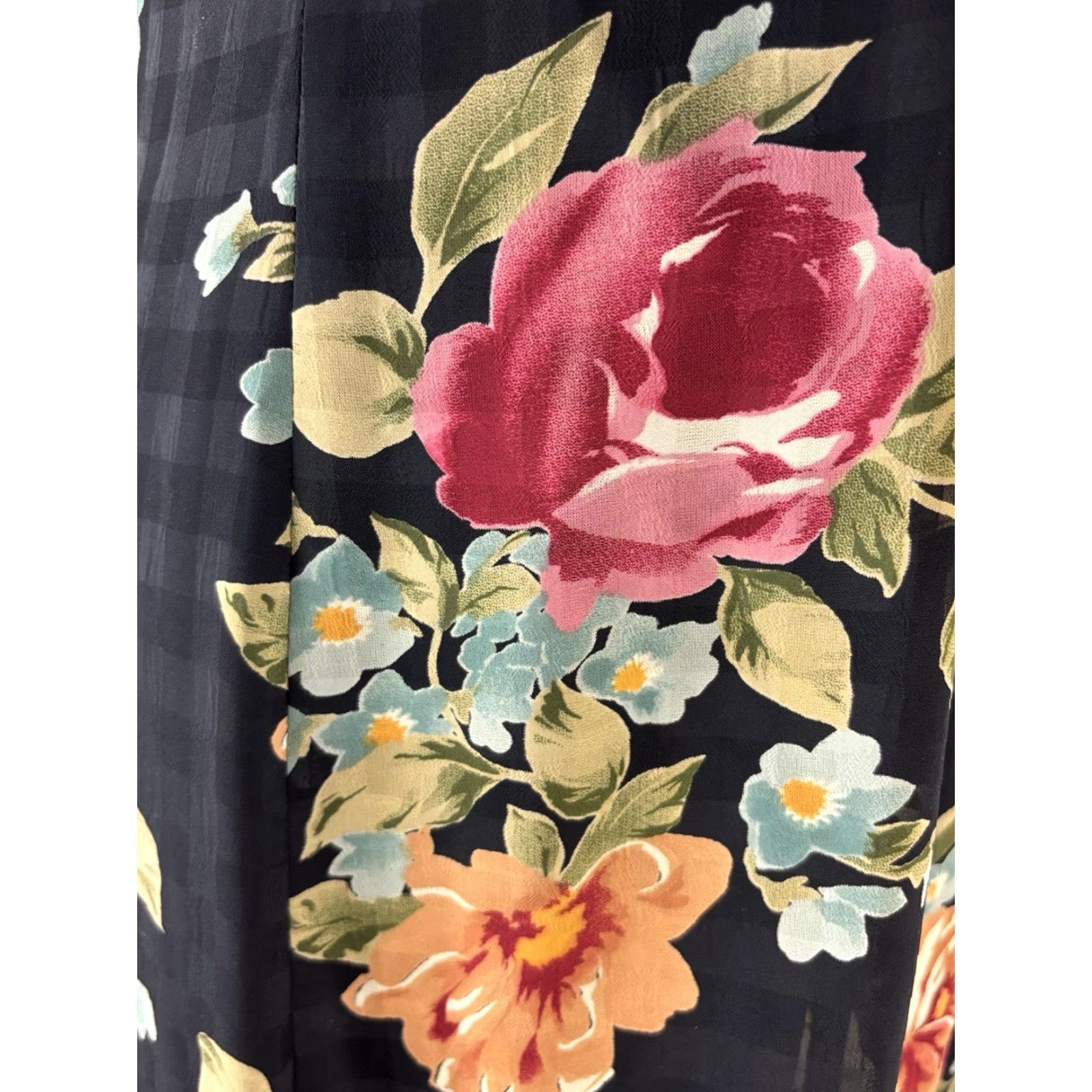 Vintage Vtg Wild Rose Dark Floral Wrap Midi Dress Sz 6 Romance Cottagecore Made USA Size M / US 6-8 / IT 42-44 - 7 Thumbnail