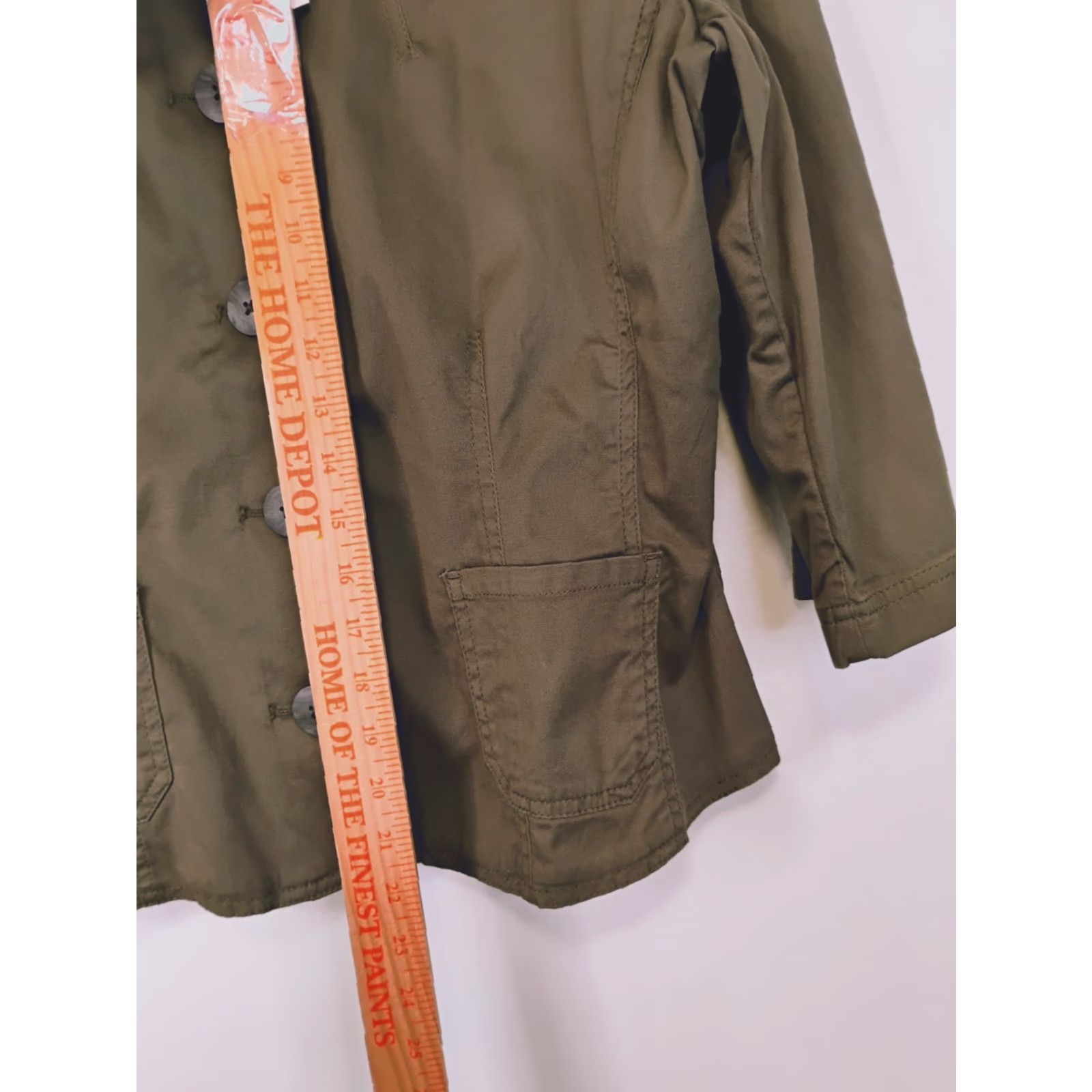 J. Jill J. Jill Military Style Button-Up Top 3/4 Sleeve Petite Green 16P Women Cotton Blend Shirt Casual Size XXL / US 16-18 / IT 52-54 - 4 Thumbnail