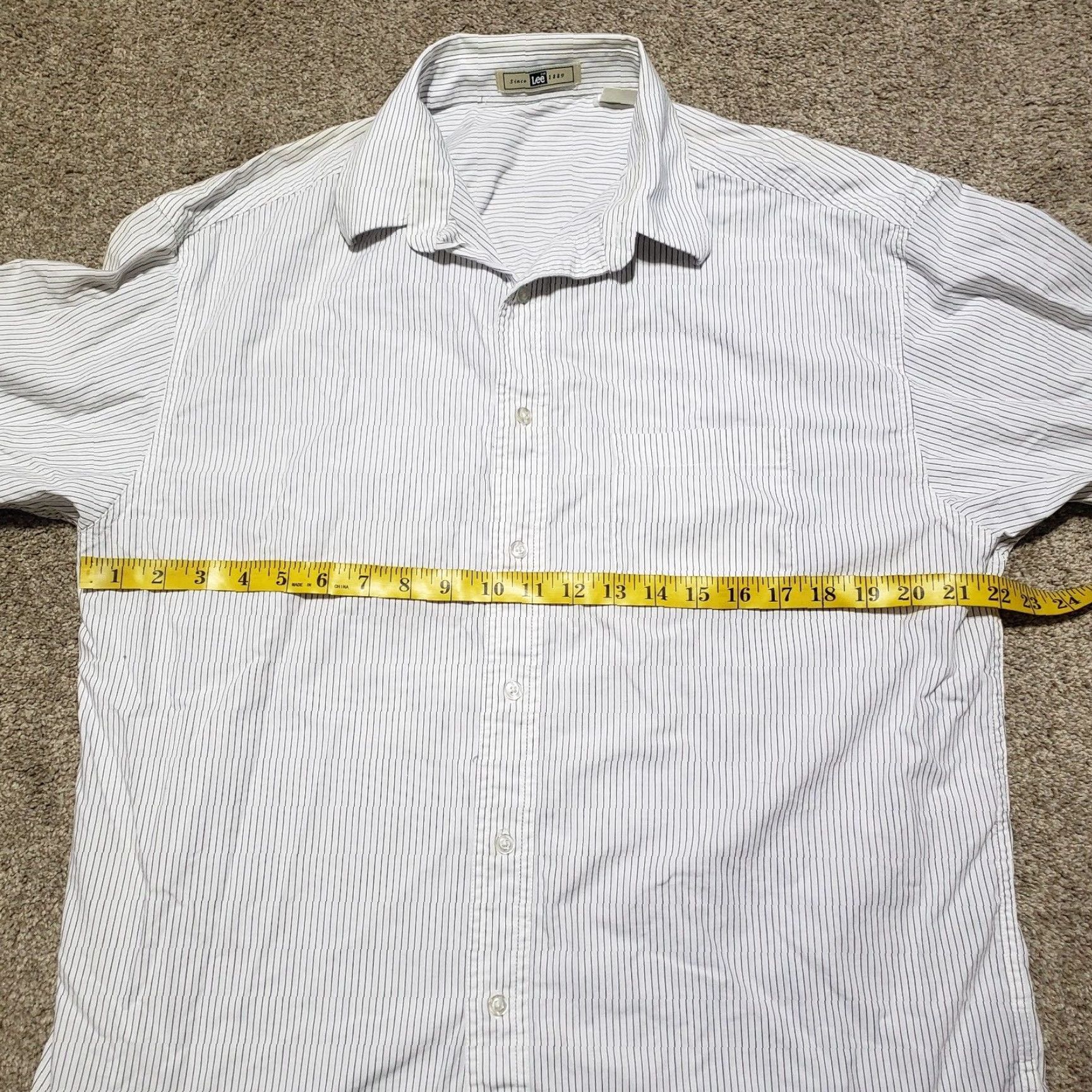 Lee Lee Striped Button-Up Shirt White Long Sleeve Adult L Large Mens Regular Fit Size US L / EU 52-54 / 3 - 4 Thumbnail